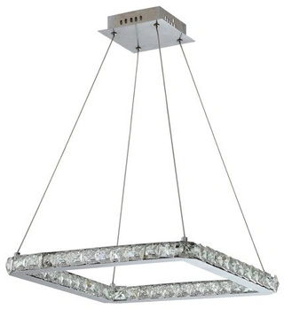 Lampa wisząca Lords kryształowa kwadratowa LED srebrna do salonu