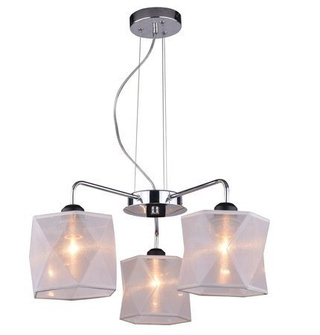 Lampa wisząca Nosja potrójna z abażurami do salonu chromowa regulowana 3xE27