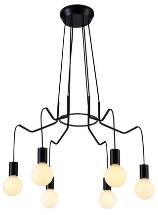Lampa wisząca Basso czarna matowa 6-płomienna do salonu i jadalni E27