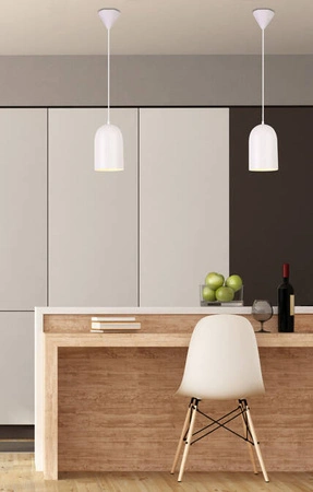 Lampa wisząca Oss Ledea owalna biała do jadalni nad stół 1xE27 metalowa