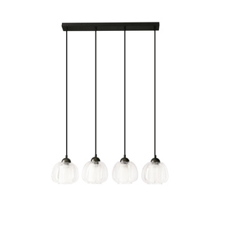 Lampa wisząca Valeria czarna czteropunktowa szklana z kloszem do salonu