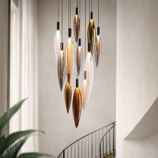 Lampa wisząca Nordic szklane tuby kolorowe do salonu