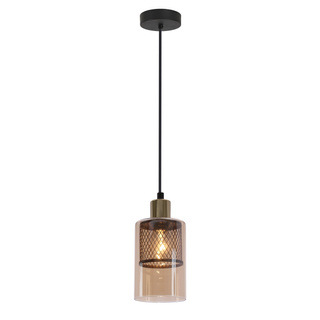 Lampa wisząca Cabi z bursztynowym kloszem pojedyncza szklana E14