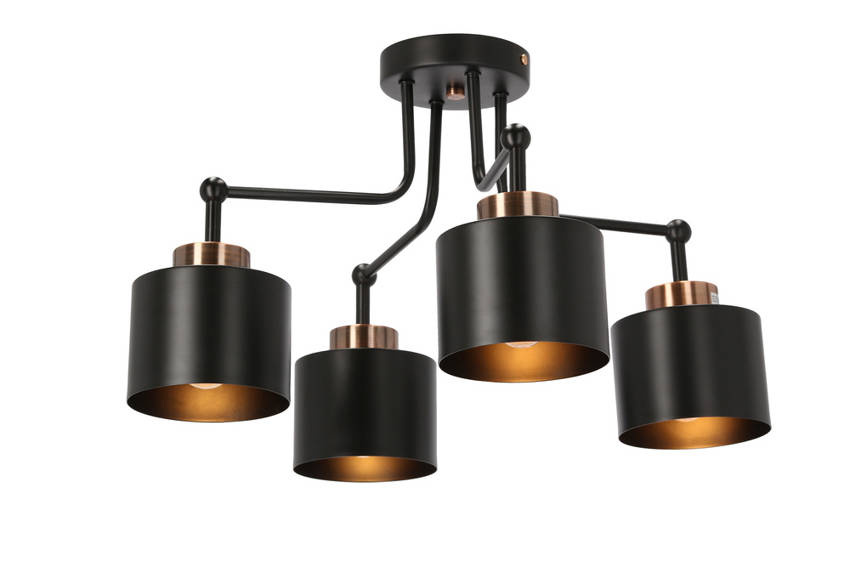 Lampa sufitowa czarna 4xE27 Olena detal 2