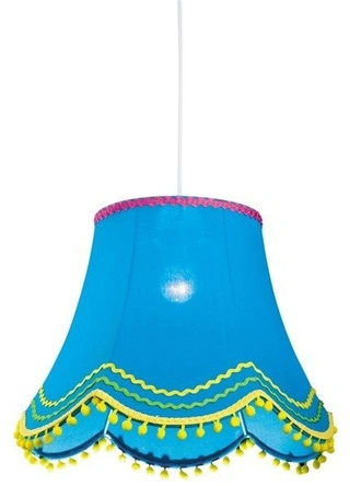 Lampa wisząca z abażurem Arlekin niebieska tkaninowa do pokoju dziecięcego