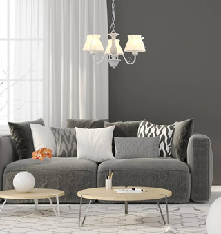 Lampa wisząca z abażurami Zefir biała klasyczna do salonu 3xE27
