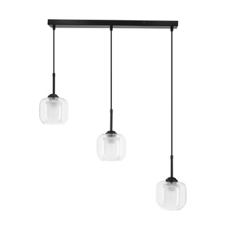 Lampa wisząca Estima potrójna szklana z kloszem do jadalni czarna E27