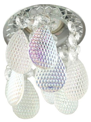 Oczko sufitowe okrągłe chrom kryształowe klosze efekt kryształków MR16 50W