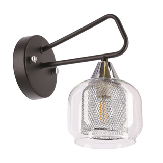 Kinkiet Gato szklany czarny do salonu podwójny klosz metalowy E14