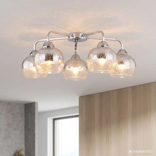 Lampa sufitowa Cromina listwa ze szklanymi kloszami 5-punktowa do salonu