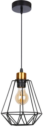 Lampa wisząca Primo druciany czarny klosz złote wykończenie 1xE27 do salonu