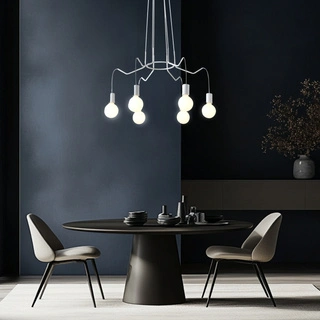 Lampa wisząca Basso biała matowa 6-punktowa do salonu i jadalni E27 metal