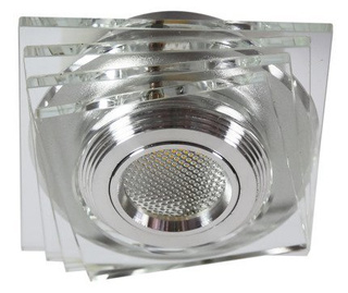 Oczko sufitowe kwadratowe szklane chrom LED 3000K 3W nowoczesne do salonu