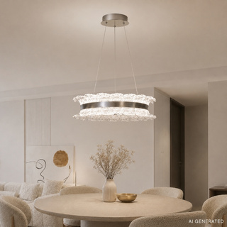 Lampa wisząca Tolosa do salonu srebrna kryształki LED zintegrowany 2-punktowa