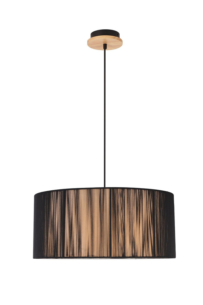 Lampa wisząca z abażurem Kioto nowoczesna drewniana czarna 45 cm 3xE27