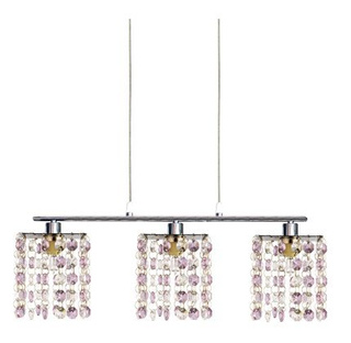 Lampa wisząca Classic kryształki potrójna chrom fiolet do salonu 3xG9