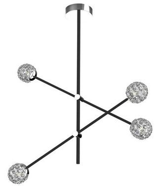 Lampa wisząca Apeti Paksos nad stół czarna z kloszamii kryształowymi