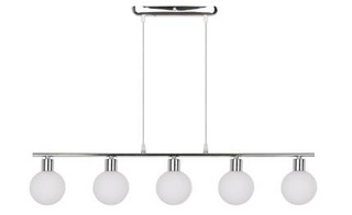 Lampa wisząca Oden kula szklana 5-płomienna chrom do jadalni nad stół