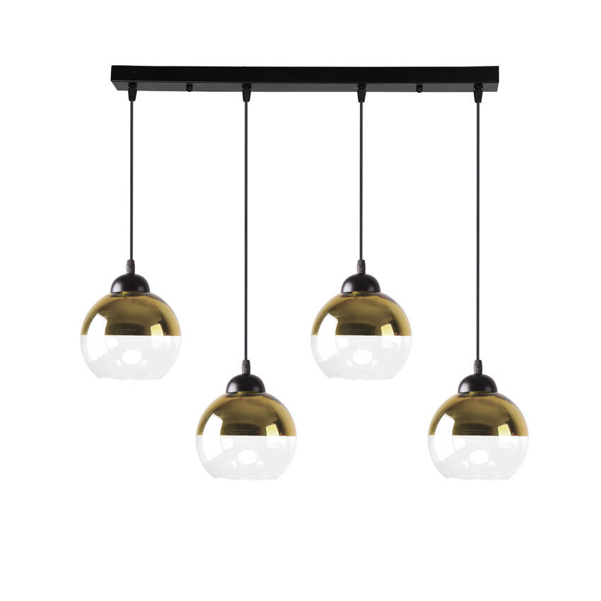 Lampa wisząca Contessa kula potrójna szklana do jadalni E27 czarno złota