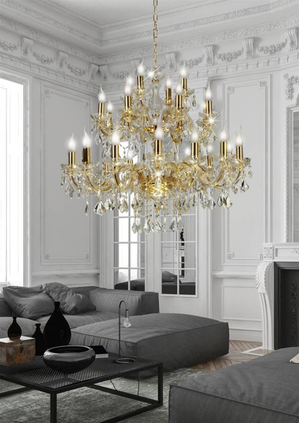 Lampa sufitowa wisząca złota kryształowa LED - Candellux