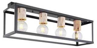 Lampa wisząca Retro czarna drewniana nad stół 4 płomienie E27 do salonu