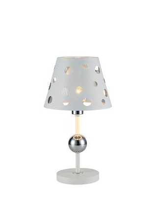 Lampka nocna Batley biała metalowa z abażurem w otwory E14 44 cm