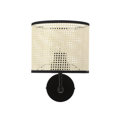 TOPI lampa kinkiet czarny 1x40W E27 abażur kremowy