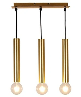 Lampa wisząca tuba Dallas złota potrójna E27 metalowa