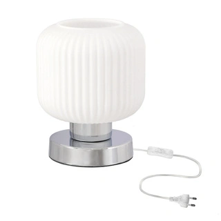 Lampka nocna Cromado metalowa do sypialni lampa stołowa E27 chromowa