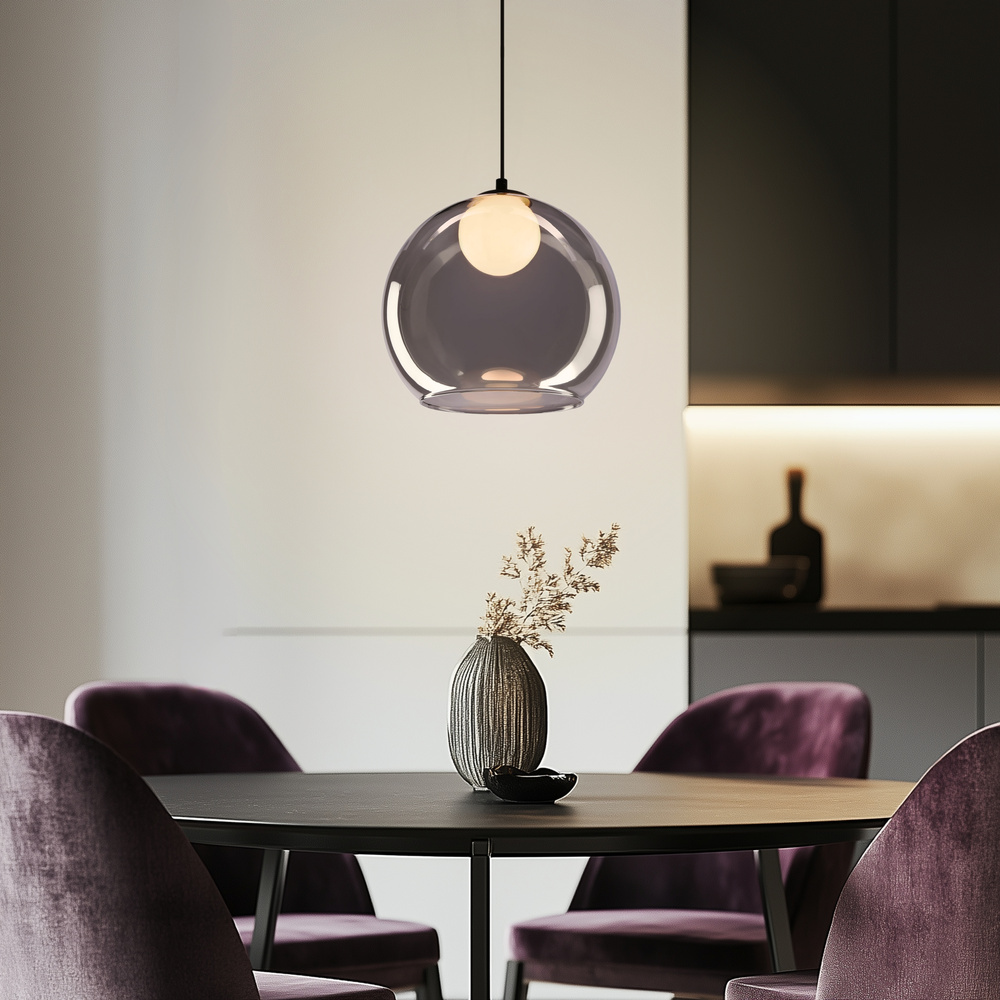 Lampa wisząca Brin kula szklana dymiony klosz 1-płomienna do salonu G9