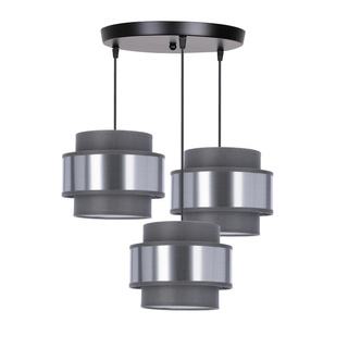 Hare lampa wisząca chromowy talerz 3x60w e27 abażur szary+srebrny