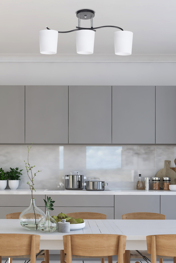 Esnyr Lampa Sufitowa Chromowy+Czarny 3X40 E27 Klosz Biały - Candellux