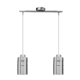 Lampa wisząca Metz podwójna szklana z kloszem dymionym lustrzanym chromowa