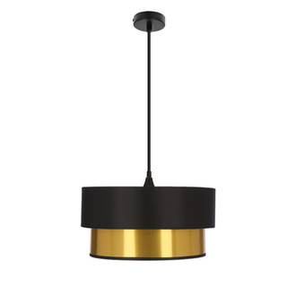 Lampa wisząca z abażurem Erna czarno-złota do jadalni E27