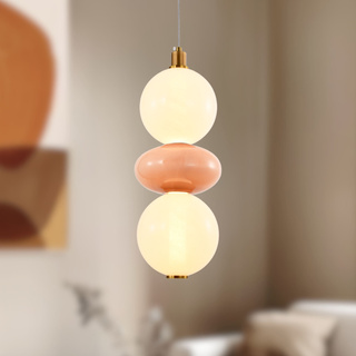 Lampa wisząca Flores szklana z ceramicznym kloszem pomarańczowa 12W LED 3000K do salonu i sypialni