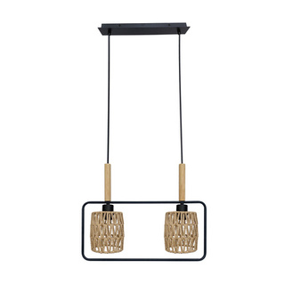 Lampa wisząca z abażurami Crown czarna podwójna do jadalni