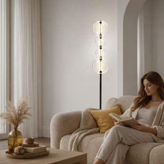 Lampa podłogowa Playa szklana transparentna czarna LED 15W 3000K z kloszami kula