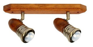 Lampa sufitowa Parteo listwa regulowana 2-punktowa do salonu drewniana