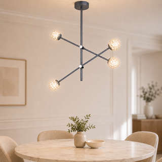Lampa wisząca Apeti Paksos szara 4-płomienna kula do salonu G9 metal