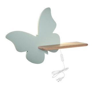 Kinkiet Butterfly do pokoju dziecięcego z półką LED zintegrowany miętowy