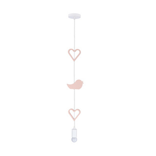 Lampa wisząca do pokoju dziecięcego Heart serce różowa metalowa E27 drewno MDF