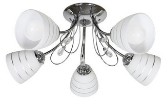 Lampa sufitowa Simpli ze szklanymi kloszami 5-punktowa do salonu