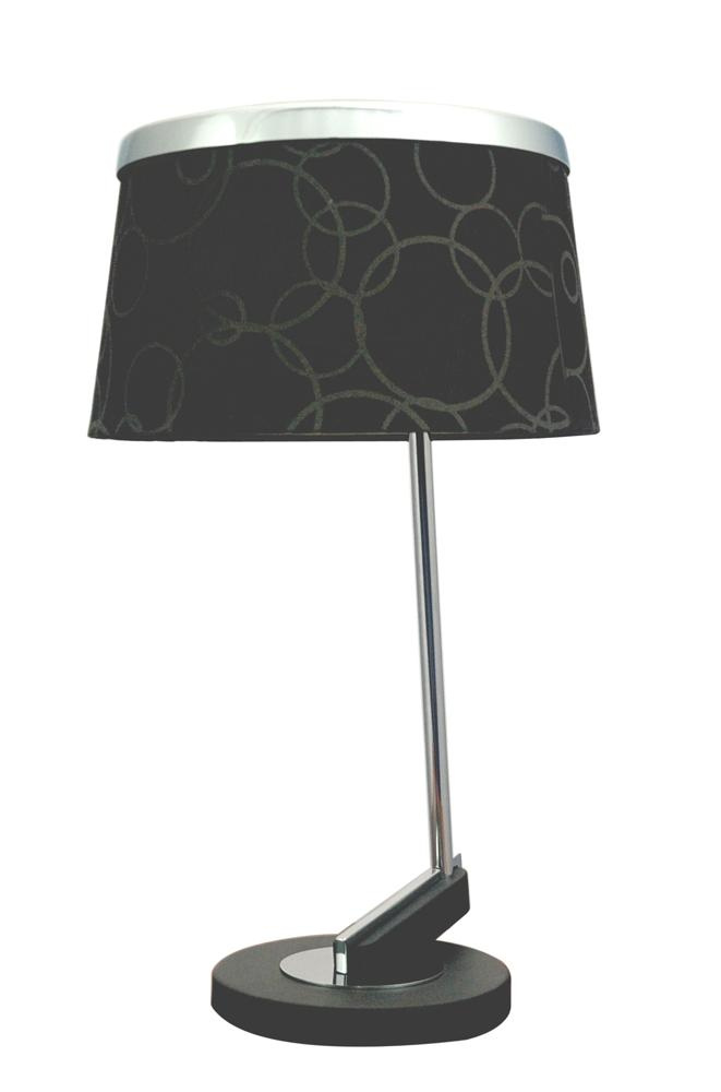 Lampka nocna Impresja nowoczesna metalowa z abażurem srebrny miedź
