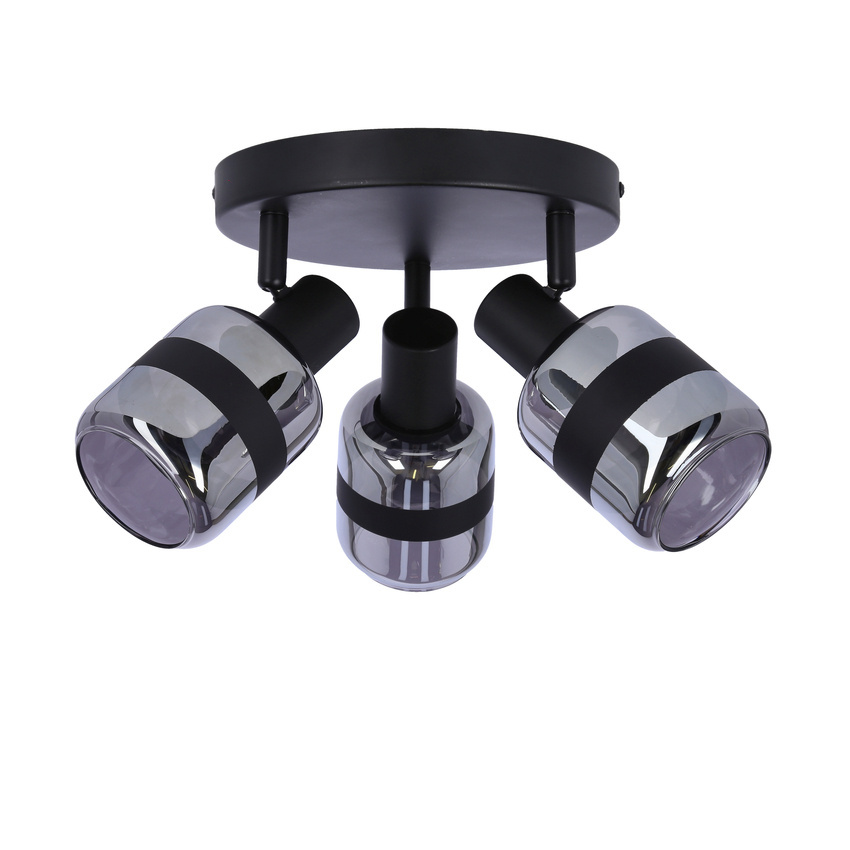 Yuki Lampa Plafon Czarny Matowy 3X15W E14 Klosz Dymiony - Candellux