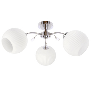 Lampa wisząca Yoko potrójna z białym kloszem szklana srebrna E27