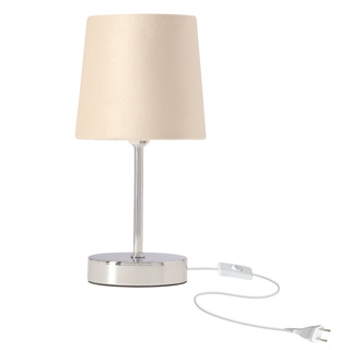 Lampka nocna Sally z abażurem beżowa stalowa do sypialni na stolik nocny