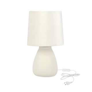 Lampka nocna Lilu ceramiczna z abażurem biała na stolik nocny do sypialni