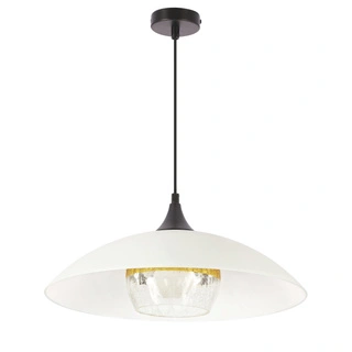 Lampa wisząca Duetto szklana do salonu pojedyncza klosz biały złoty E27