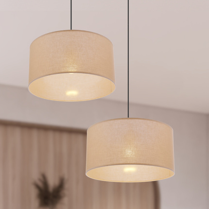 SHANTI lampa wisząca czarny 1x40W E27 abażur beżowy  31-38685