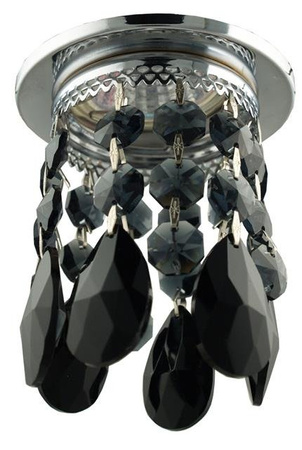 Oczko sufitowe okrągłe chrom kryształowe czarne LED nowoczesne dekoracyjne